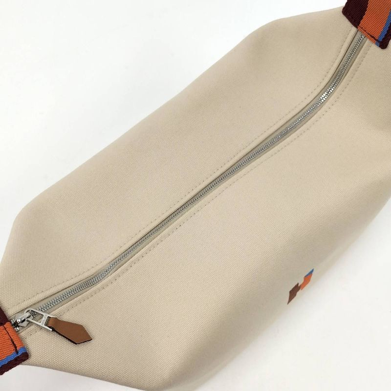 Hermes Handbag Brid a Black GM Canvas Beige