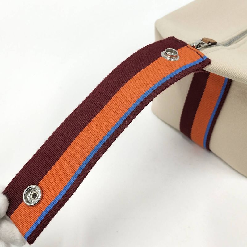 Hermes Handbag Brid a Black GM Canvas Beige