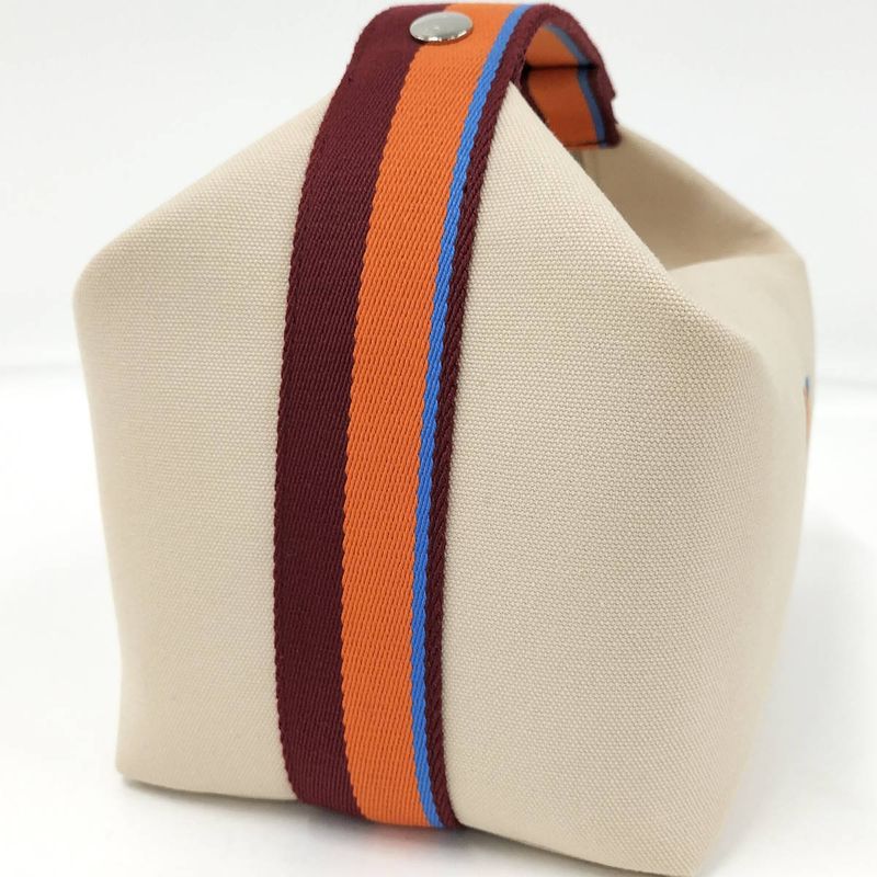 Hermes Handbag Brid a Black GM Canvas Beige