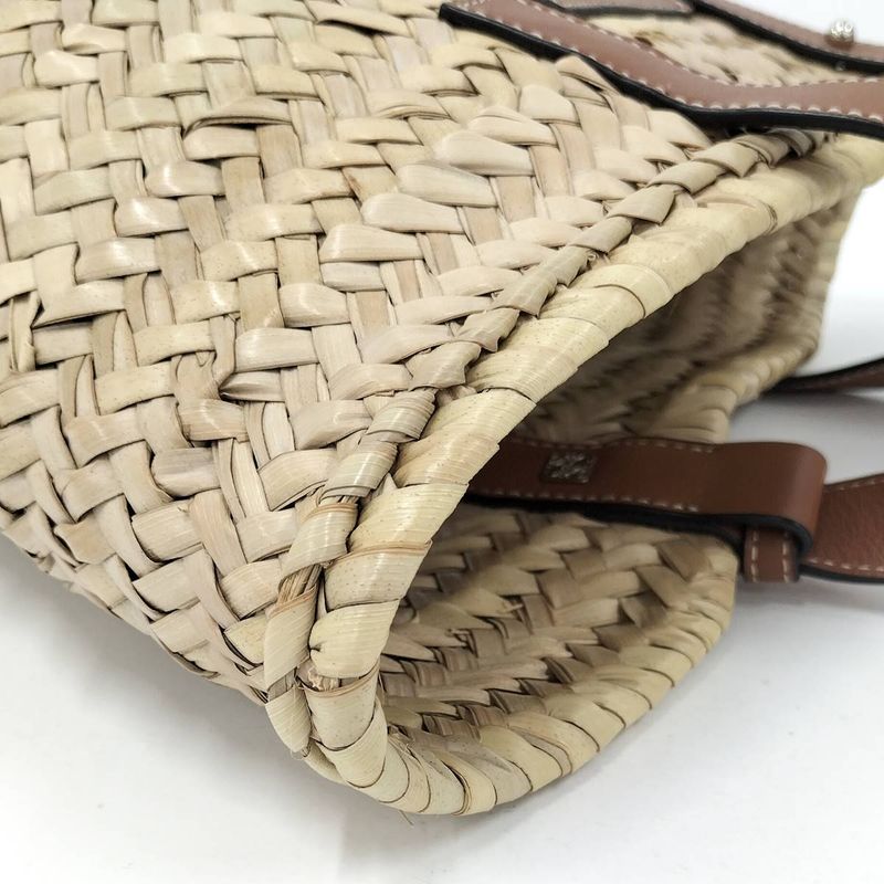 Loewe Handbag Basket Bag Raffia Leather Beige