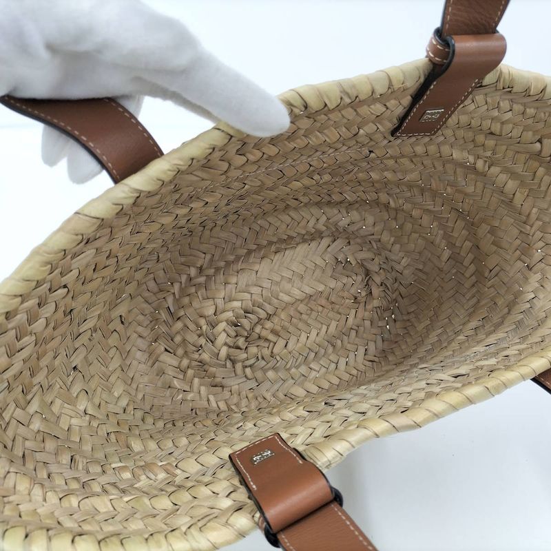 Loewe Handbag Basket Bag Raffia Leather Beige