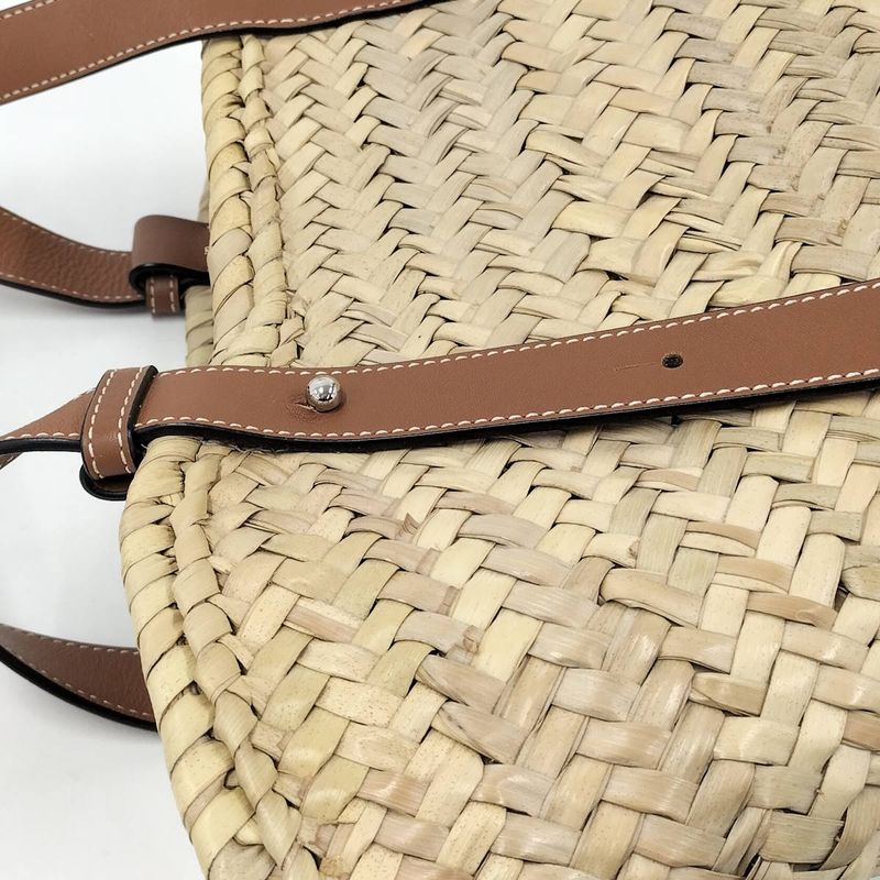 Loewe Handbag Basket Bag Raffia Leather Beige