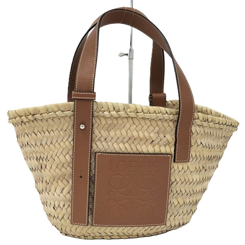 Loewe Handbag Basket Bag Raffia Leather Beige