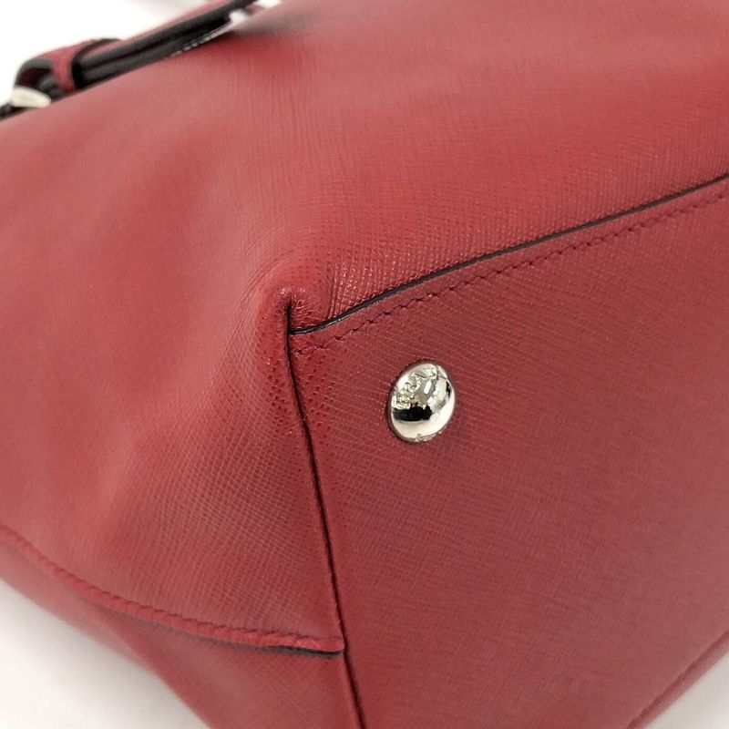 Prada Tote Bag Logo Plate Leather Red