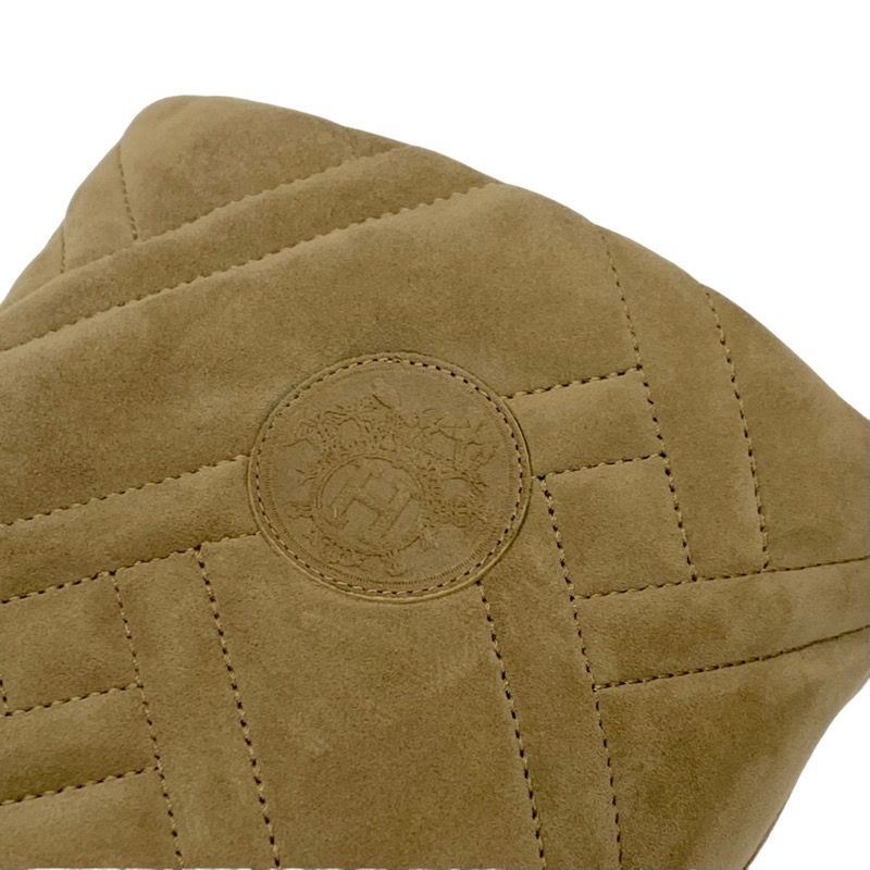 Hermes Fjord Boots Long Boots Shoes Suede Beige Quilted Exlibris