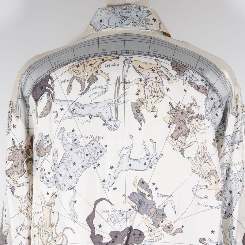 Hermes Constellation Pattern Margiela Period Silk Off-White Women's Long Sleeve