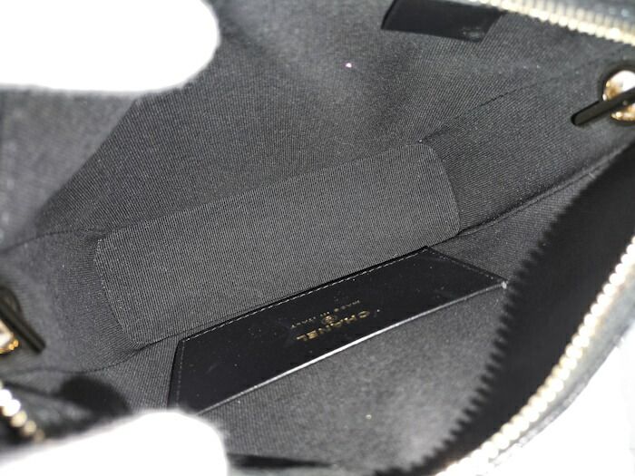 Chanel 2way Shoulder Bag Coco Mark Caviar Skin Leather Black