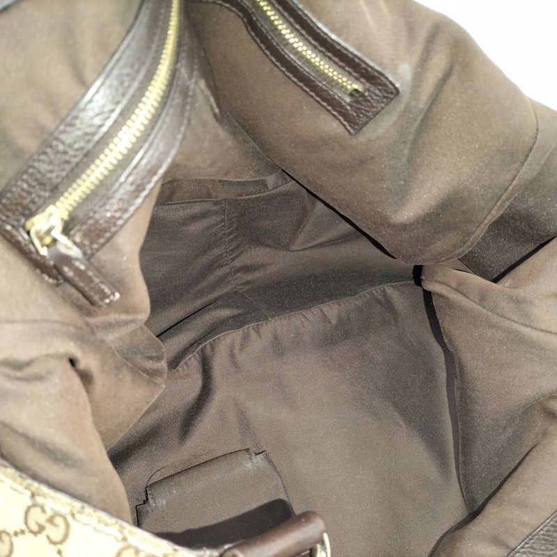 Gucci Tote Bag GG Canvas Leather Beige