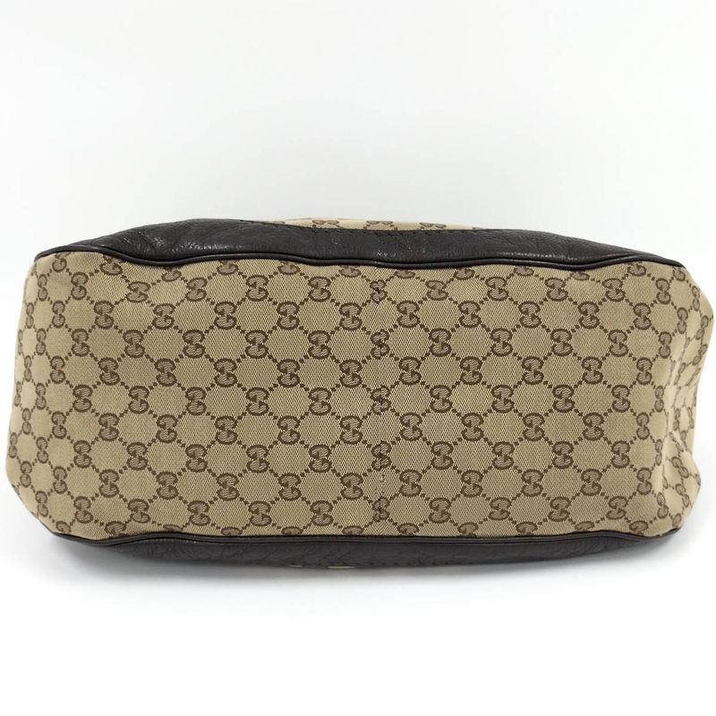 Gucci Tote Bag GG Canvas Leather Beige