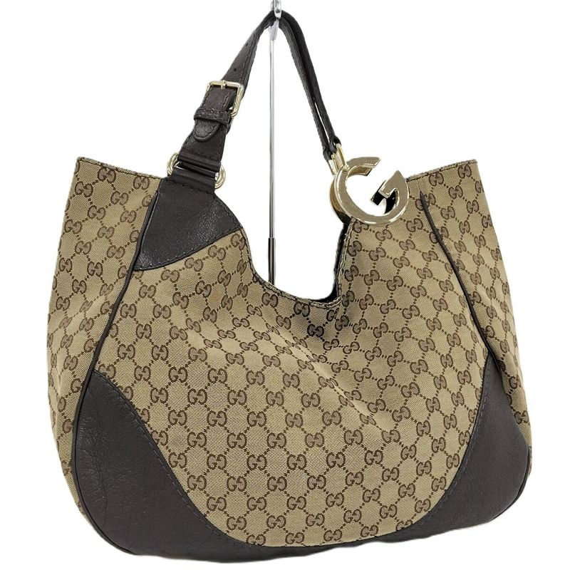Gucci Tote Bag GG Canvas Leather Beige