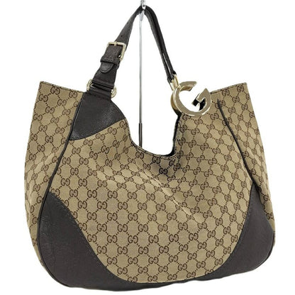 Gucci Tote Bag GG Canvas Leather Beige