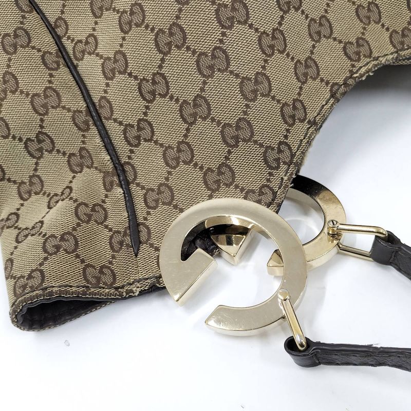 Gucci Tote Bag GG Canvas Leather Beige