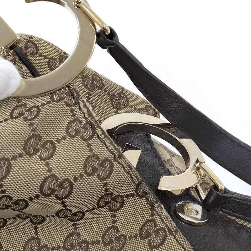 Gucci Tote Bag GG Canvas Leather Beige