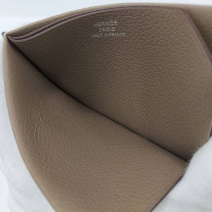 Hermes Card Case H Serie Evercolor Etoupe W Engraved