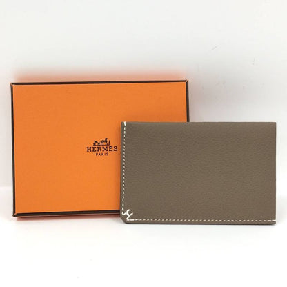 Hermes Card Case H Serie Evercolor Etoupe W Engraved
