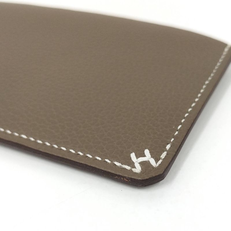 Hermes Card Case H Serie Evercolor Etoupe W Engraved