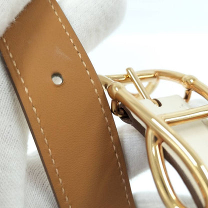 Hermes Leather Bracelet Voltage T2 Swift Gold Plated Nata Ivory B Stamped