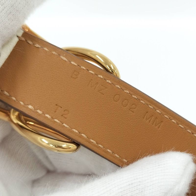 Hermes Leather Bracelet Voltage T2 Swift Gold Plated Nata Ivory B Stamped