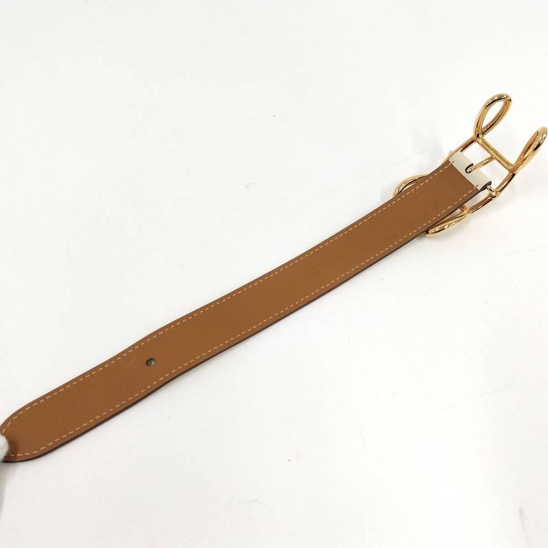 Hermes Leather Bracelet Voltage T2 Swift Gold Plated Nata Ivory B Stamped