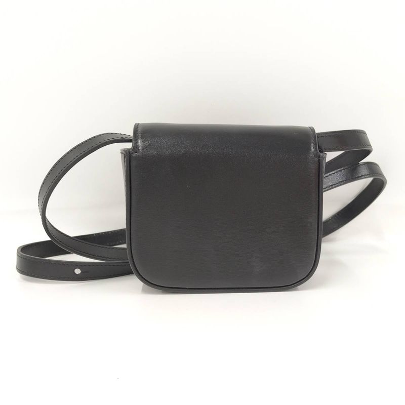 Celine Mini Claude Triomphe Shoulder Bag Leather Black 10i513dpv