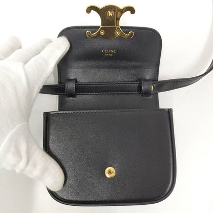 Celine Mini Claude Triomphe Shoulder Bag Leather Black 10i513dpv