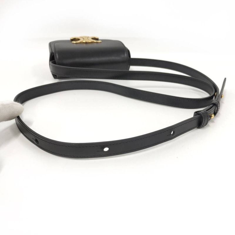 Celine Mini Claude Triomphe Shoulder Bag Leather Black 10i513dpv