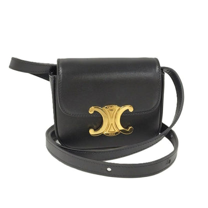 Celine Mini Claude Triomphe Shoulder Bag Leather Black 10i513dpv