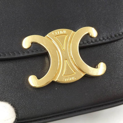 Celine Mini Claude Triomphe Shoulder Bag Leather Black 10i513dpv