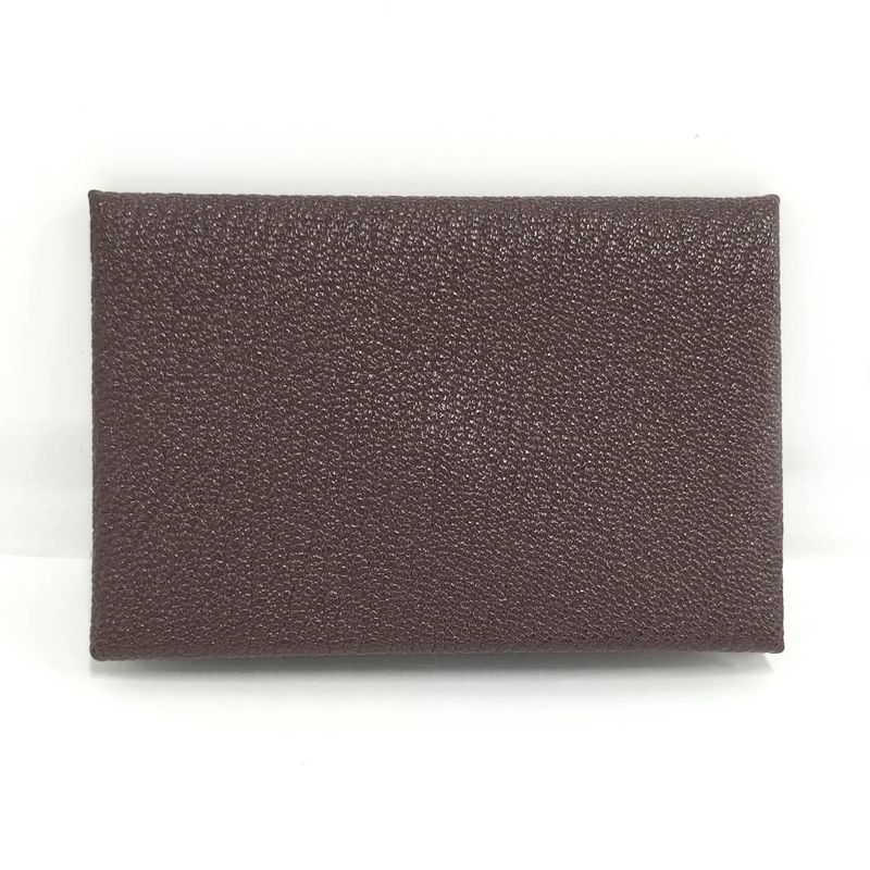 Hermes Calvi Duo Coin Case Leather Brown Z Stamp