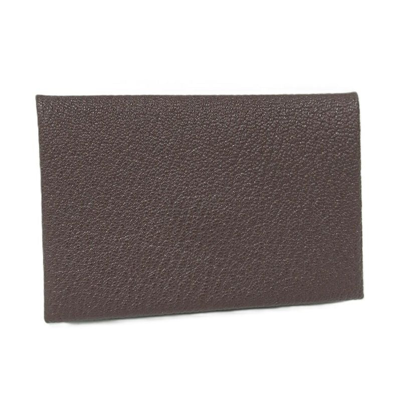 Hermes Calvi Duo Coin Case Leather Brown Z Stamp