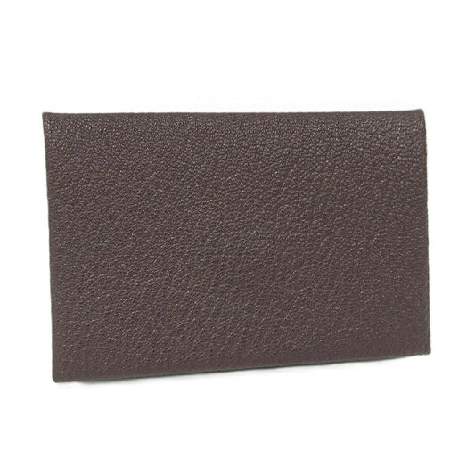 Hermes Calvi Duo Coin Case Leather Brown Z Stamp