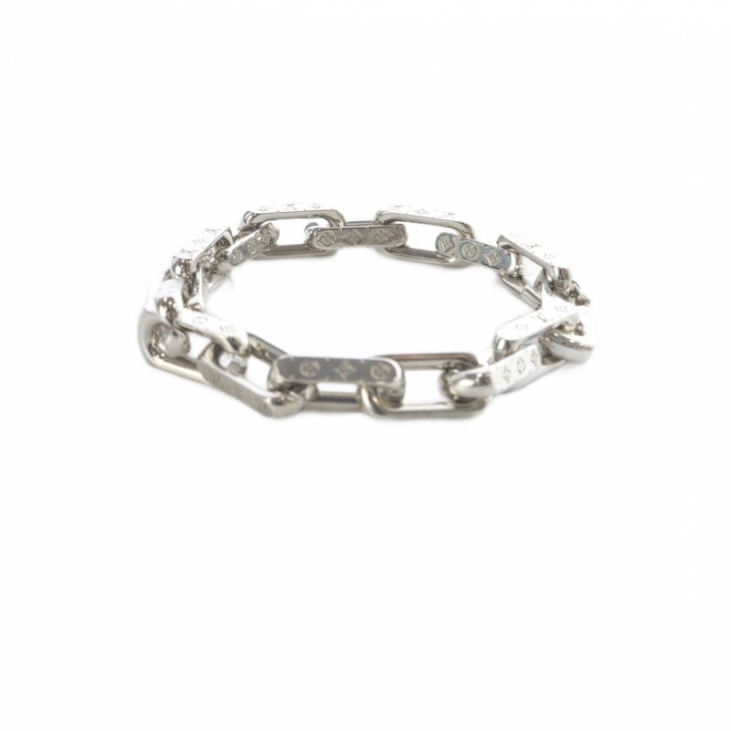 Louis Vuitton Monogram Chain Bracelet Silver Color M64224
