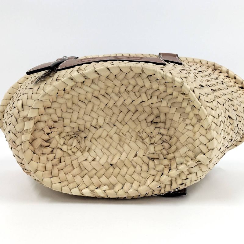 Loewe Basket Bag Basket Bag Raffia Straw Leather Natural Beige Brown