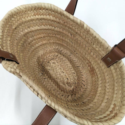 Loewe Basket Bag Basket Bag Raffia Straw Leather Natural Beige Brown