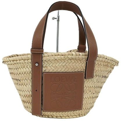 Loewe Basket Bag Basket Bag Raffia Straw Leather Natural Beige Brown
