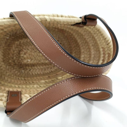 Loewe Basket Bag Basket Bag Raffia Straw Leather Natural Beige Brown