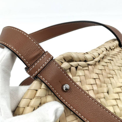 Loewe Basket Bag Basket Bag Raffia Straw Leather Natural Beige Brown
