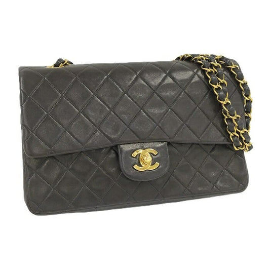 Chanel Matelasse 25 Chain Shoulder Bag Lambskin Leather Black