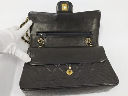 Chanel Matelasse 25 Chain Shoulder Bag Lambskin Leather Black
