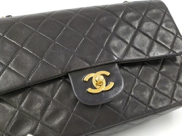 Chanel Matelasse 25 Chain Shoulder Bag Lambskin Leather Black