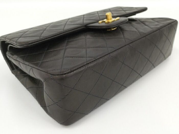 Chanel Matelasse 25 Chain Shoulder Bag Lambskin Leather Black