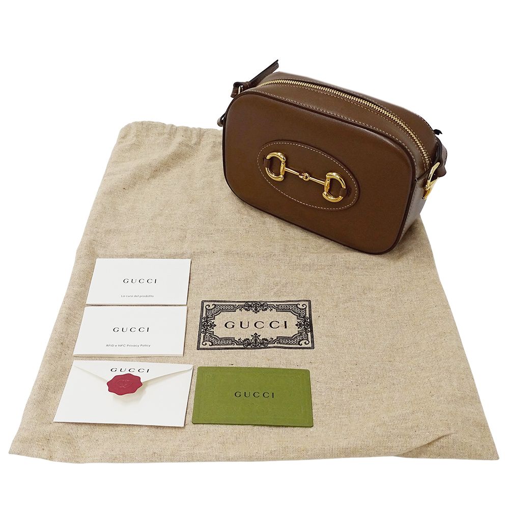 Gucci Bag Women'S Brand Shoulder Bag Horsebit 1955 Leather Brown 760196 Mini