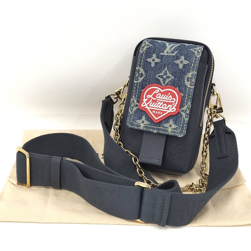 Louis Vuitton Shoulder Bag Double Phone Pouch Monogram Denim Rfid
