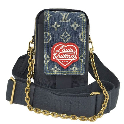 Louis Vuitton Shoulder Bag Double Phone Pouch Monogram Denim Rfid