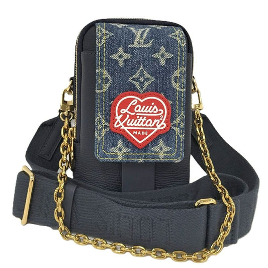 Louis Vuitton Shoulder Bag Double Phone Pouch Monogram Denim Rfid
