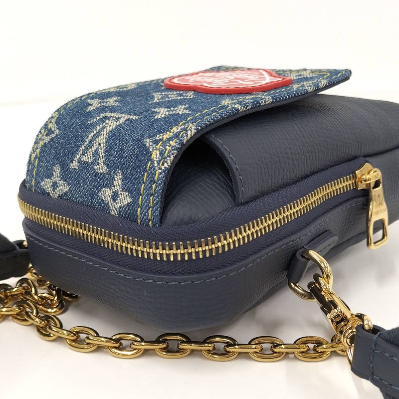 Louis Vuitton Shoulder Bag Double Phone Pouch Monogram Denim Rfid