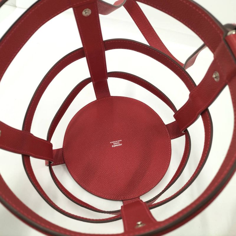 Hermes Musardine Handbag Leather Red Orange a Stamped