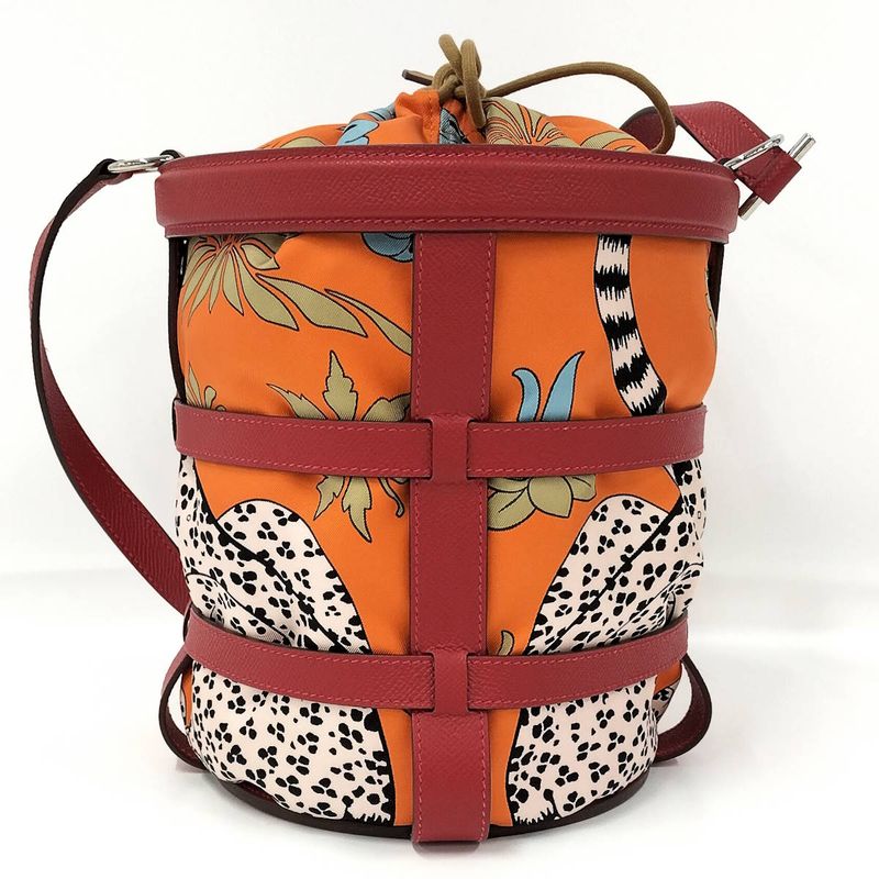 Hermes Musardine Handbag Leather Red Orange a Stamped