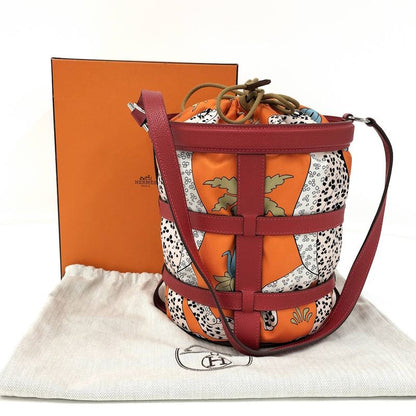 Hermes Musardine Handbag Leather Red Orange a Stamped