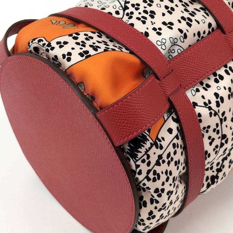 Hermes Musardine Handbag Leather Red Orange a Stamped